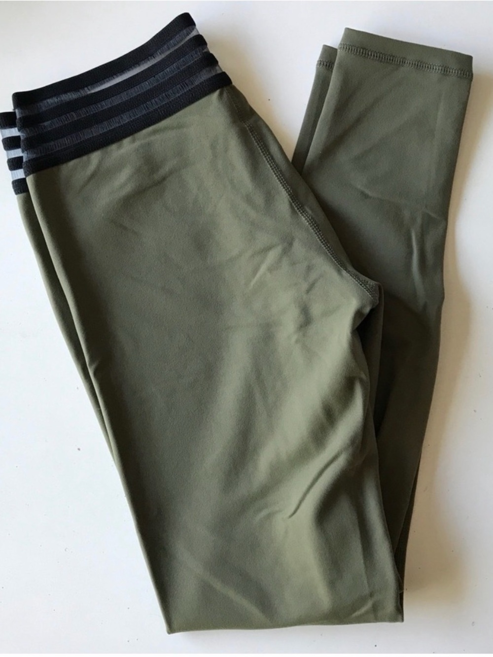 Women’s Olive Green Athletic Pants with Black Waistband